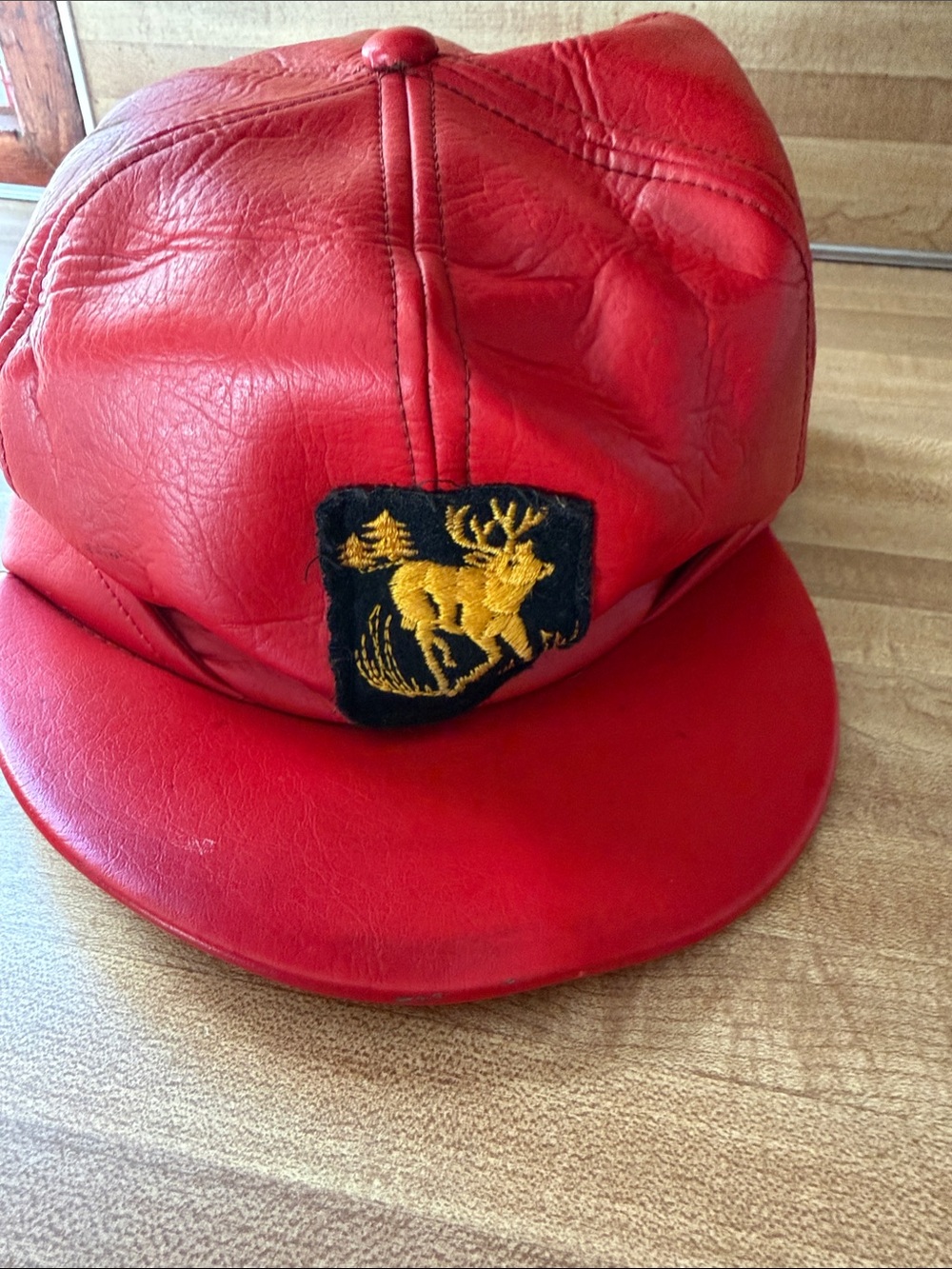 Vintage red leather cap